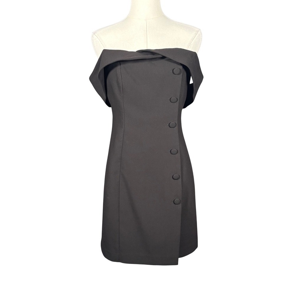 Likely Tula Dress Black Off The Shoulder Button Mini Dress Womens 6